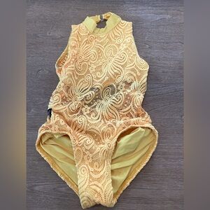 Kandi Kouture Yellow Lace leotard CL